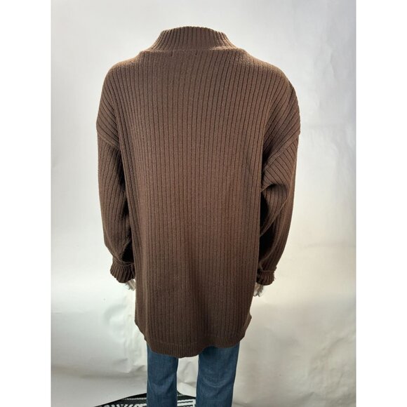 VTG 80s Koman Sport Patchwork Sweater Brown & Tan Ribbed Knit Mens L Blemish - Picture 10 of 16